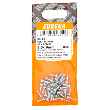 SCREW S/TAPPER PAN/COM 3X9MM Q:40 EUREKA Default Title