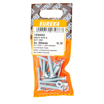 SCREW & NUT MACH CSK 5X30MM Q:12 EUREKA Default Title
