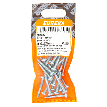 SCREW S/TAPPER PAN/COM 4X25MM Q:25 EUREK Default Title