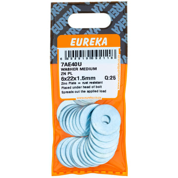 WASHER MEDIUM B0DY 6X22X1.5MM Q:25 EUREK Default Title