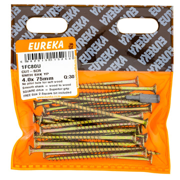 CUT SCREW SMTH SHK YP 4X75MM Q:30 EUREKA Default Title