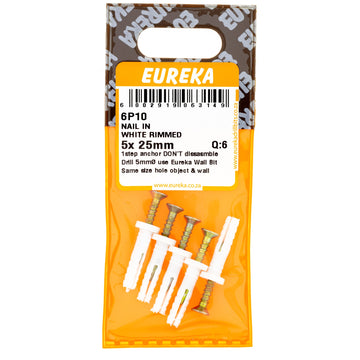 NAIL & WHT RIMMED 5X25MM Q:6 EUREKA Default Title