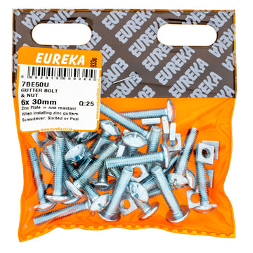 GUTTER BOLT & NUT6X30MM Q:25 EUREKA Default Title