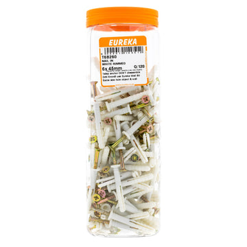NAIL IN WHITE RIMMED 6X 45MM Q:120 EUREK Default Title