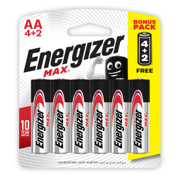 ENERGIZER MAX BATTERY AA (4+2 FREE) 6PK Default Title