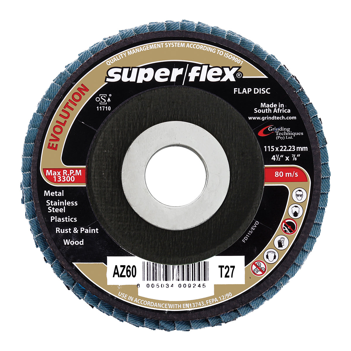 FLAP DISC SANDFLEX 115X22MM AZ60 EVOLUT – Hinterland
