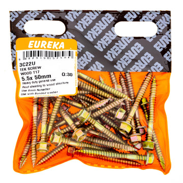TEK SCREW WOOD T17 5.5X50MM Q:30 EUREKA Default Title
