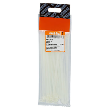 CABLE TIES WHITE 3.5X150MM Q:50 EUREKA Default Title