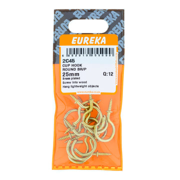 CUP HOOK ROUND BR/P 25MM Q:12 EUREKA Default Title