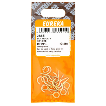 SCREW HOOK & SCR EYE BR/PL Q:8 EUREKA Default Title