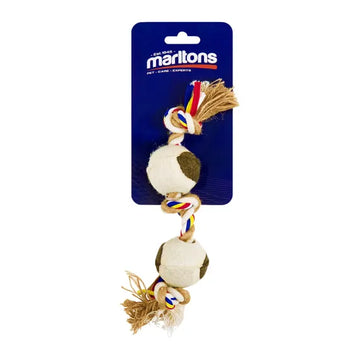 DOG ROPE BONE WITH 2 MINI TENNIS BALLS 2 MARLTONS