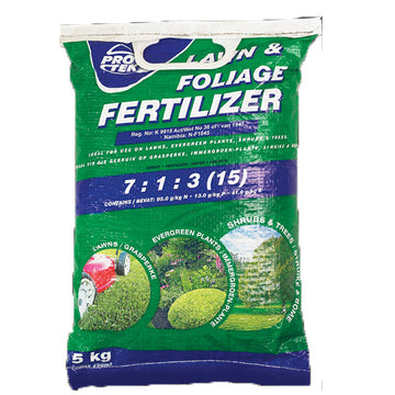 PROTEK FERTILISER LAWN & FOLIAGE 7:1:3 15% 5KG