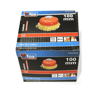 WIRE CUP CRIMPED M14 100MM (GRINDER) FOX
