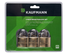 KAUFMANN BRASS LOCK SET 3 PC 50MM
