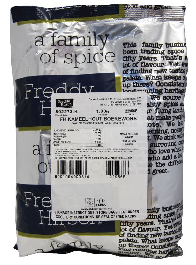 ケ*ウ様 Butcher ProductS FREDDY HIRSCH BOEREWORS KAMEELHOUT 1KG – Hinterland