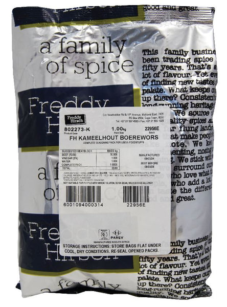 FREDDY HIRSCH BOEREWORS KAMEELHOUT 1KG – Hinterland