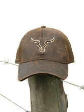 OILSKIN BROWN CAP 3D BULL 2TONE LINE ART