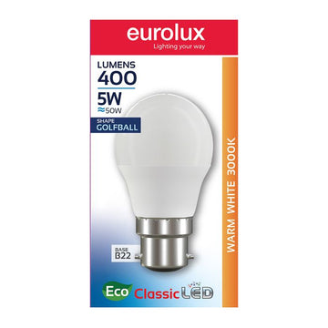 EUROLUX LAMP LED G.BALL C B22 5W 400L WW