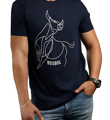 T-SHIRT NAVY RODEO BULL BOSBUL